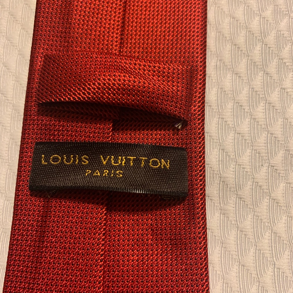 Louis Vuitton Red silk neck tie - Picture 6 of 10